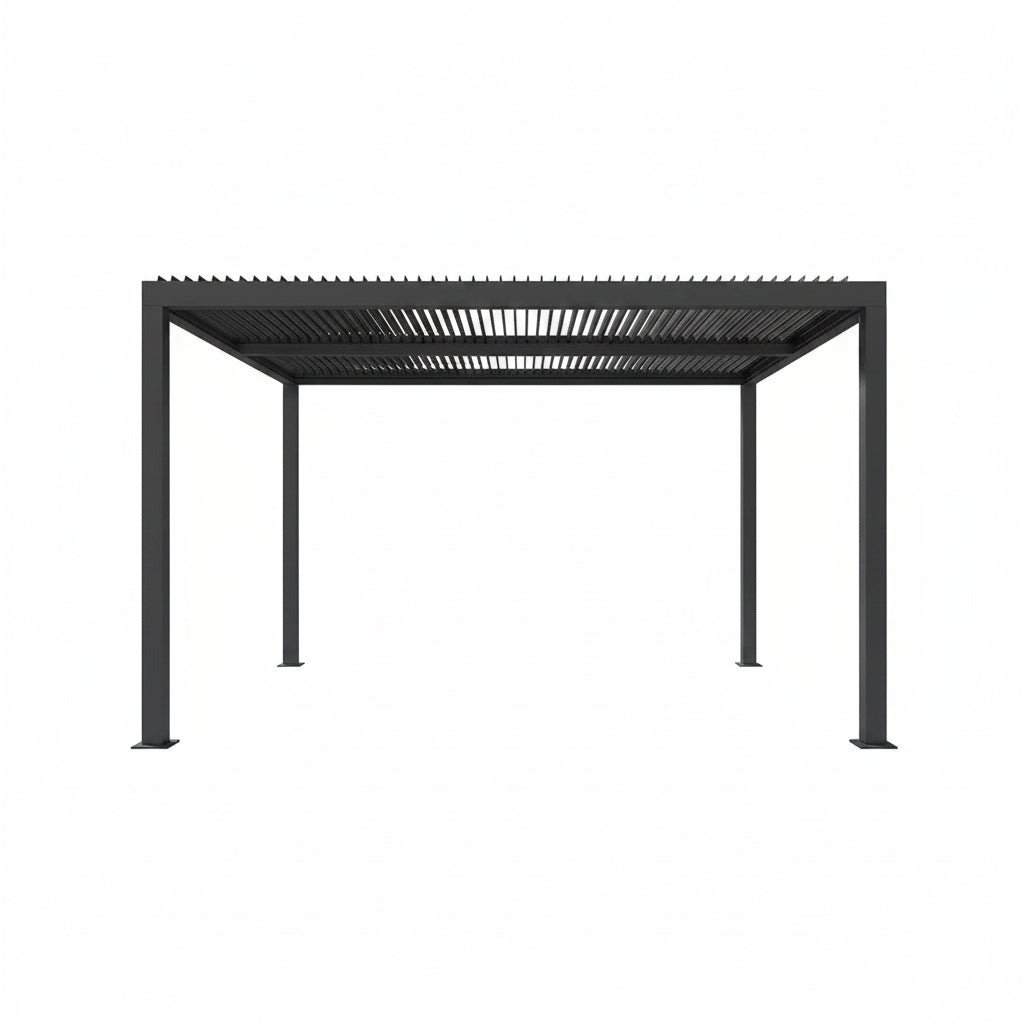 Gray Louvered Pergola Outdoor Aluminum Pergola with Adjustable Roof for Patio Gray Hardtop Gazebo