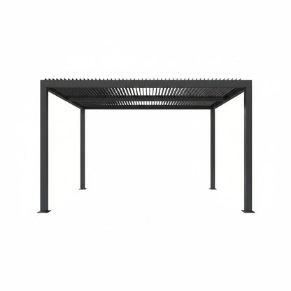 Gray Louvered Pergola Outdoor Aluminum Pergola with Adjustable Roof for Patio Gray Hardtop Gazebo
