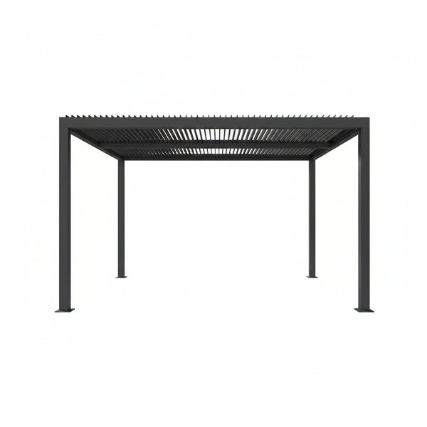 Gray Louvered Pergola Outdoor Aluminum Pergola with Adjustable Roof for Patio Gray Hardtop Gazebo