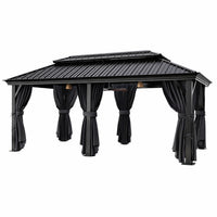 Hardtop Gazebo Built for Year-Round Use, 12x20 Galvanized Steel Roof, Aluminum Frame, Flame-Resistant Curtains
