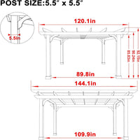 Outdoor Pergola Built for Backyard Elegance, Solid Cedar Wood, Slatted Trellis Roof, 10x12 Foot Coverage