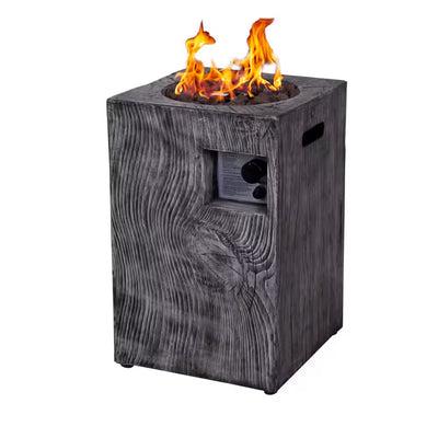 Propane Fire Pit Built for Outdoor Warmth, 30000 BTU Column, Wood-Look Pattern, Electronic Ignition