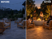 Concrete Propane Fire Pit Built for Outdoor Living, 42 Inch Round, 60,000 BTU Output, CSA Certified — Before & After