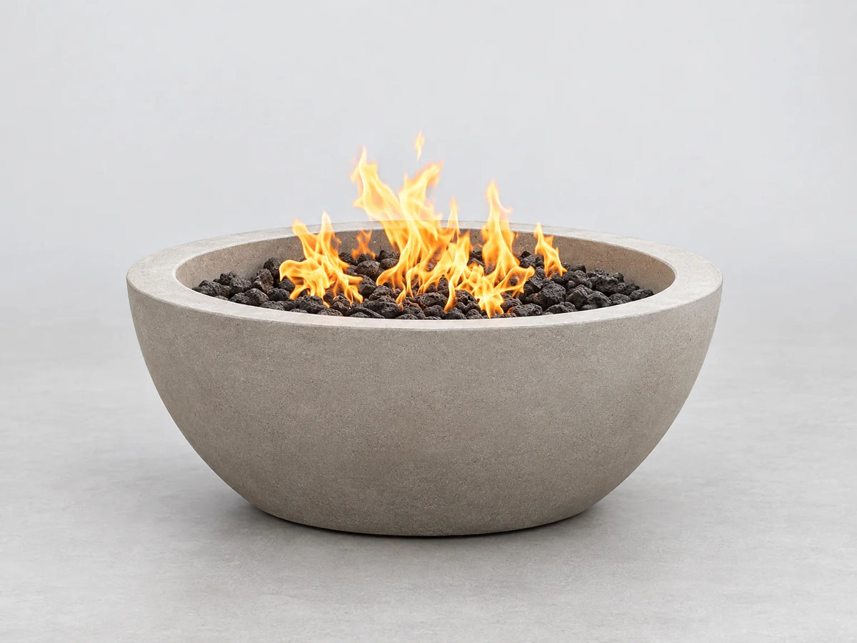 Concrete Propane Fire Pit Built for Outdoor Living, 42 Inch Round, 60,000 BTU Output, CSA Certified — Studio Shot