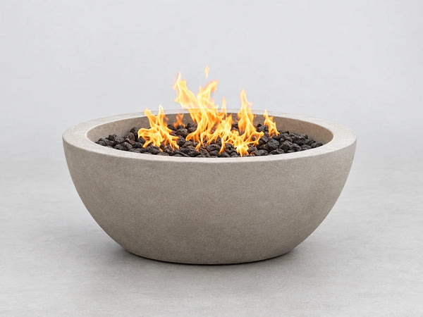 Concrete Propane Fire Pit Built for Outdoor Living, 42 Inch Round, 60,000 BTU Output, CSA Certified — Studio Shot