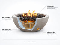 Pompton 42 In. round Concrete Composite Propane Fire Pit in Fog with Vinyl Cover — How It Works